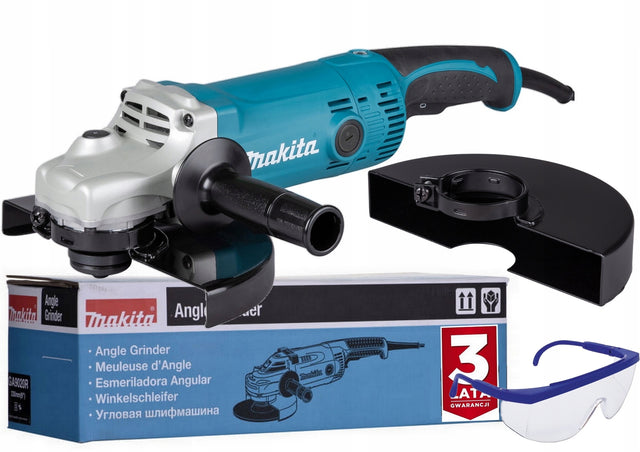 Makita GA9050R szlifierka kątowa 230mm 2000W miękki start + okulary przewodowa do cięcia i szlifowania metalu, narzędzie warsztatowe 230 V
