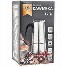 Kawiarka zaparzacz do kawy herbaty 200ml stalowa indukcja GAZ 4 filiżanki mokapot, mycie w zmywarce, czarno-srebrna