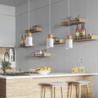 Lampa Wisząca Sufitowa Naturalne Drewno Tuba Nowoczesna Żyrandol Biała E27 oprawa do salonu, kuchni i jadalni