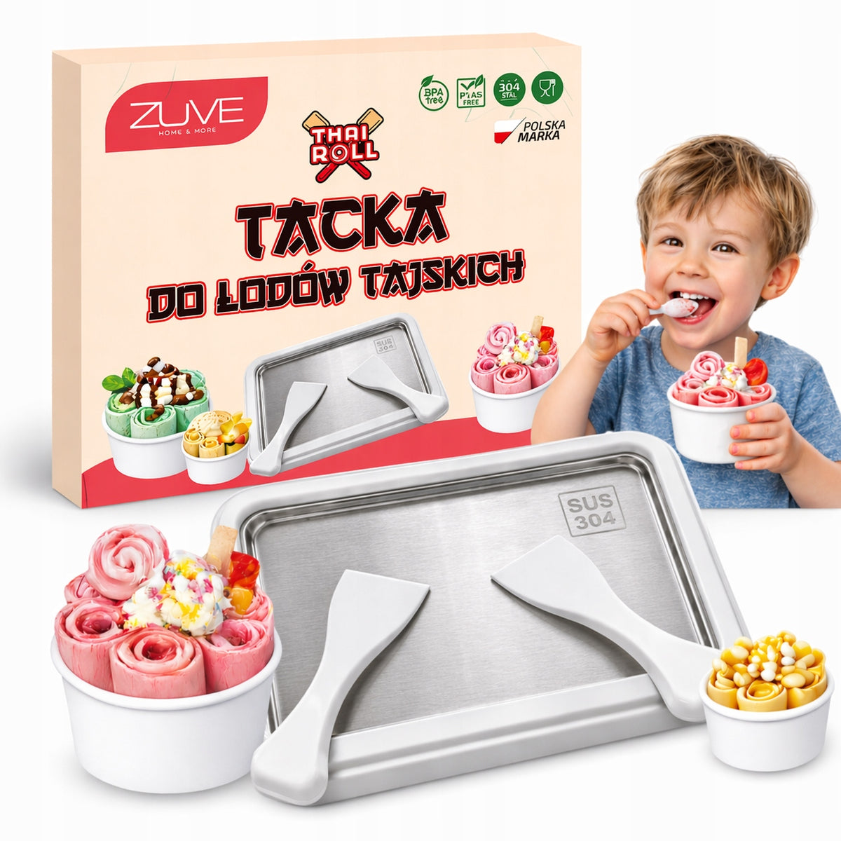 Lody Tajskie oryginalna tacka maszyna do lodów zuve stal nierdzewna Prezent tajski roll, deser mrożony, szpatułki