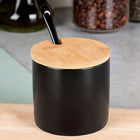 CUKIERNICA CUKIERNICZKA CERAMICZNA Z ŁYŻECZKĄ CZARNA 139681 pojemnik na cukier, okrągły, 250 ml, do kawy i herbaty