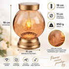 Znicz kula lampion kulka mrożona solar solarna fotowoltaika 1000 DNI złoto oświetlenie LED na cmentarz, wysokość 18,5 cm