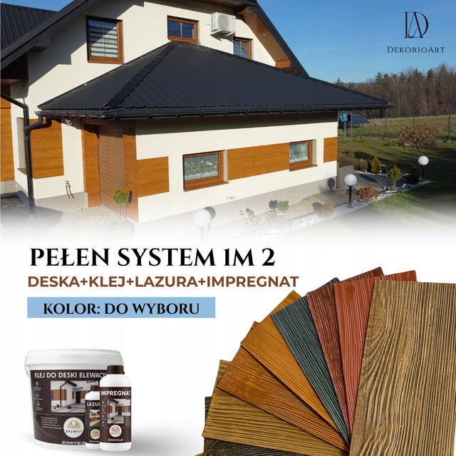 Zestaw Imitacja Drewna Deska Elewacyjna Elastyczna zestaw 1m2 Pełen System okładzina fasadowa, panel ścienny dekoracyjny, 200 cm, 3 mm