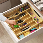 Bambusowy wkład organizer do szuflady kuchennej na sztućce regulowany XL tacka na noże, widelce i łyżki, 35 × 26 cm