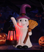 Figurka duch halloween solarna LED ogrodowa czarownica latarnia 25 CM lampion, ozdoba na taras i balkon, dekoracja na