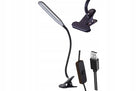 Lampka biurkowa LED biurowa szkolna USB klips do nauki czytania pracy przy komputerze 55 cm zasilanie sieciowe biała