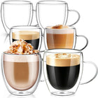6x SZKLANKI TERMICZNE DO KAWY LATTE DRINKÓW 250ml Z UCHEM ATESTOWANE do herbaty i espresso, podwójna ścianka