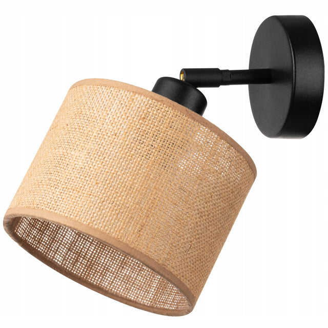 Kinkiet ścienny boho rustykalny 16cm abażur juta beżowy lampa do salonu i sypialni, 1 punkt światła, gwint E27, tkanina, maks. 60 w