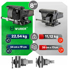 Żeliwne imadło ślusarskie stołowe z kowadłem obrotowe 360 200mm/8" solidne do mocowania elementów podczas obróbki