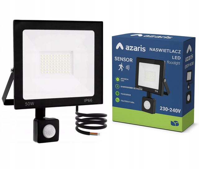 Mocna Lampa Naświetlacz LED 100W z czujnik ruchu zmierzchu zewnętrzna IP reflektor ogrodowy, do elewacji, 9000 lm, 6000 K, IP65, zimna biel