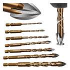 WIERTŁA DO METALU BETONU DREWNA HEX ZESTAW WIERTEŁ Z WĘGLIKA 3-12 MM 7 SZT przebiciowe do gresu, mocowanie 1/4 cala