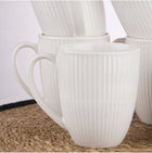 6X kubek porcelanowy ryflowany 330ml komplet kubków prążek do kawy herbaty biały, można myć w zmywarce