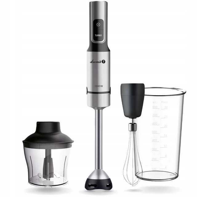 Blender ręczny 1500W 4w1 zestaw tytanowe ostrza regulacja mocy kuchenny