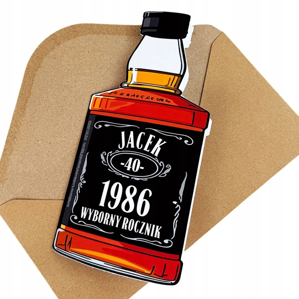 Personalizowana kartka urodzinowa whisky na 18-99 urodziny dla mężczyzny