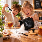 Cukiernica Metalowa 600 ml Czarna z Bambusową Pokrywką i Łyżeczką Premium Pojemnik na cukier, owalne naczynie do kawy i