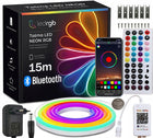 Zestaw taśma LED neon 15m RGB 1x15m aplikacja bluetooth pilot zasilacz IP67 wąż świetlny dekoracyjny do wnętrz i na