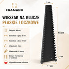 Wieszak na klucze płaskie i oczkowe metalowy czarny 45 CM na 25 kluczy PL organizer narzędziowy ścienny, uchwyt
