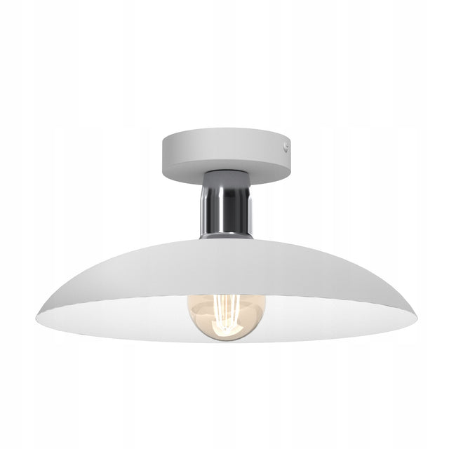 Plafon lampa sufitowa żyrandol loft LED E27 srebro duża metal 30 CM okrągła oprawa wisząca industrialna do salonu kuchni jadalni