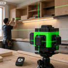 Poziomica laserowa 360 płaszczyznowa 3D laser krzyżowy zielony 12 lini PRO do prac remontowych i montażowych, zasięg 25