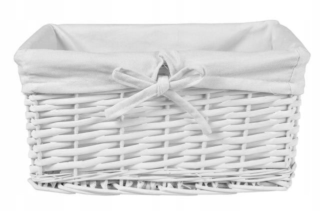 Koszyk wiklinowy koszyczek pojemnik organizer do łazienki biały 30 cm na kosmetyki i akcesoria, 9 l, 20 x 30 x 15 cm