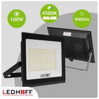 Naświetlacz LED 100W Reflektor IP65 Oświetlenie Zewnętrzne mocny 9000lm do ogrodu, podjazdu i elewacji, neutralna biel