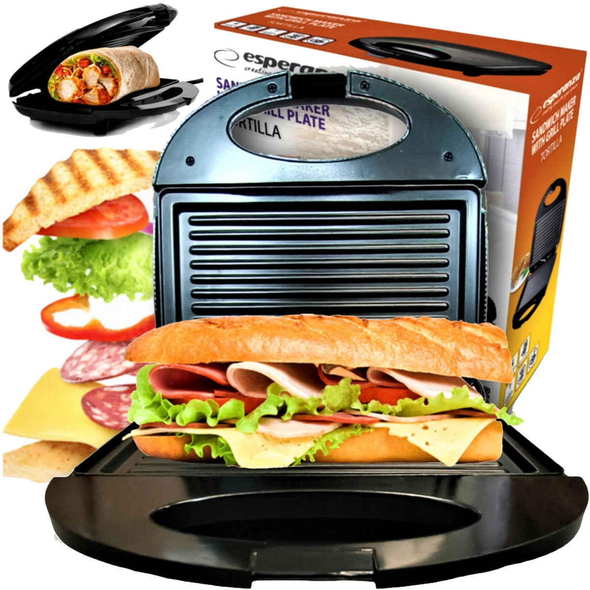 Opiekacz do kanapek toster TYP grill do chrupiących tostów sandwich 1000W nominalna