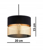 Lampa Wisząca Sufitowa Abażur Żyrandol Czarno Złoty Led oprawa metalowa 1-punktowa E27 do salonu jadalni kuchni, maks