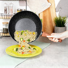Wok GRANITOWY duża patelnia głęboka do smażenia duszenia 28 cm + pokrywka nieprzywierająca, indukcja, zmywarka