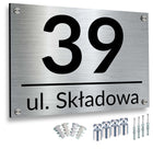 Tabliczka adresowa aluminiowa 40x30 duża dystanse numer na dom, oznaczenie posesji, srebrna, tworzywo sztuczne, grubość