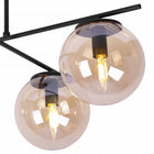LAMPA SUFITOWA WISZĄCA ŻYRANDOL CZARNY LOFT NOWOCZESNY LED NAD WYSPĘ KULE 4 punkty świetlne, szklana oprawa, gwint E14