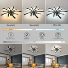 Lampa Sufitowa Czarna LED Żyrandol z Pilotem Nowoczesna do Salonu 48W oprawa wisząca, 5 punktów świetlnych, metalowa