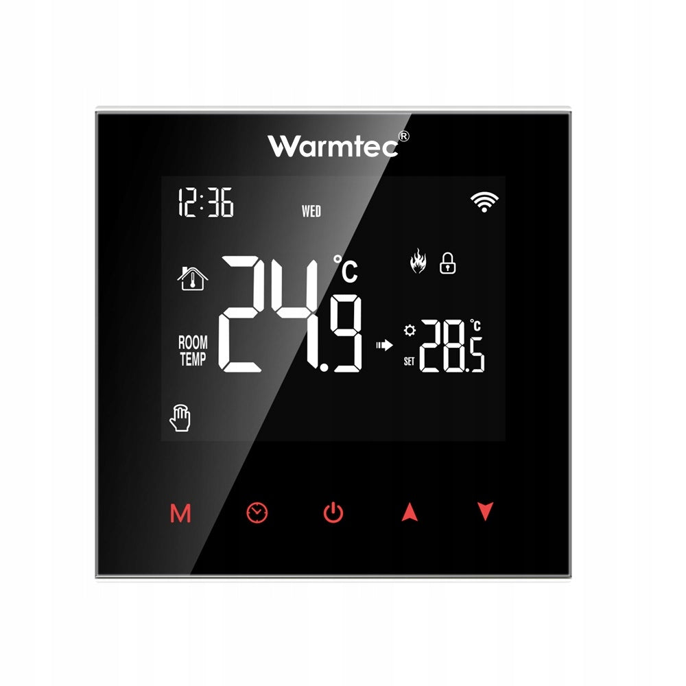 Regulator temperatury sterownik termostat pokojowy Wi-Fi Warmtec SRT20W kontroler ogrzewania, do sterowania piecem
