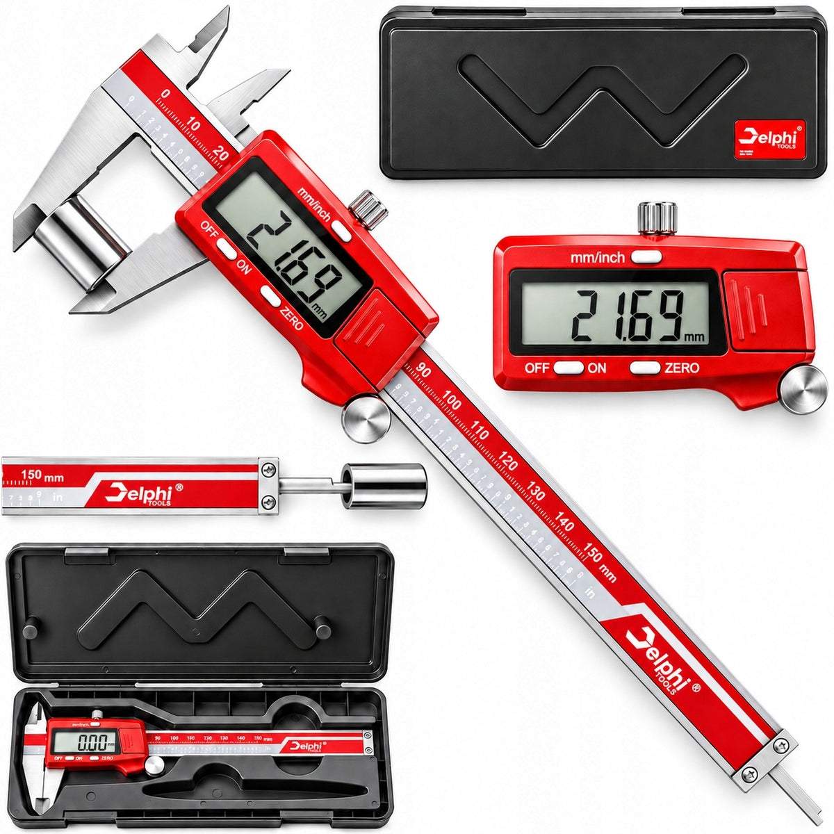 Suwmiarka elektroniczna cyfrowa metalowa 0-150MM dokładna LCD etui baterie kaliper stal nierdzewna precyzja 0,02 mm