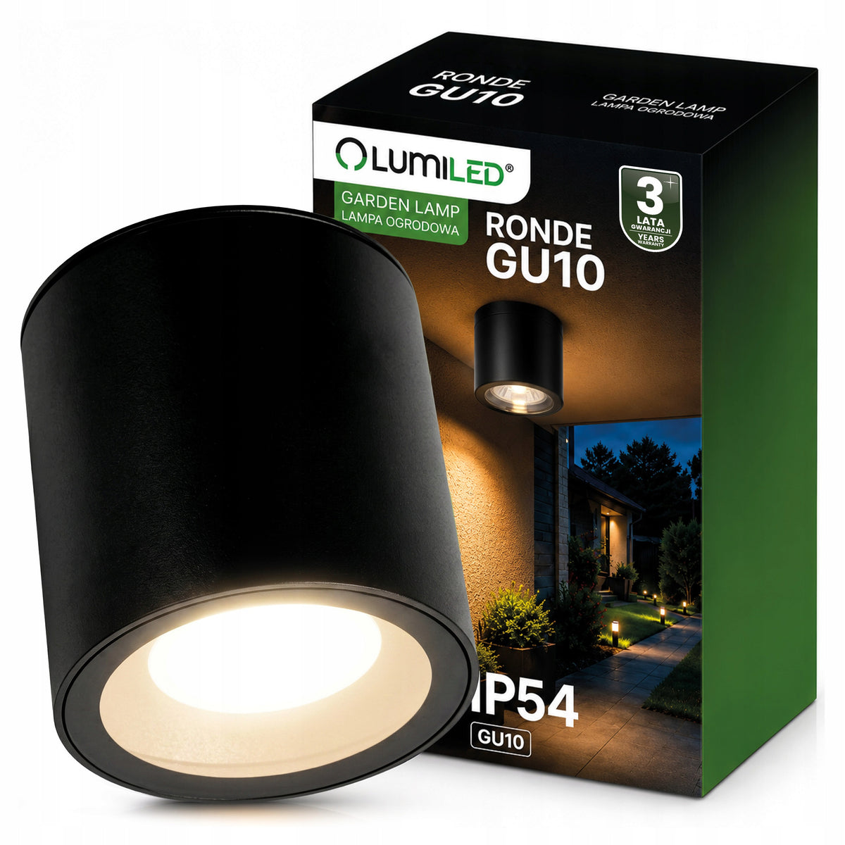 Oprawa Hermetyczna LED Natynkowa Tuba Lampa SUFITOWA Zewnętrzna GU10 Spot okrągła czarna, maks. 12 W
