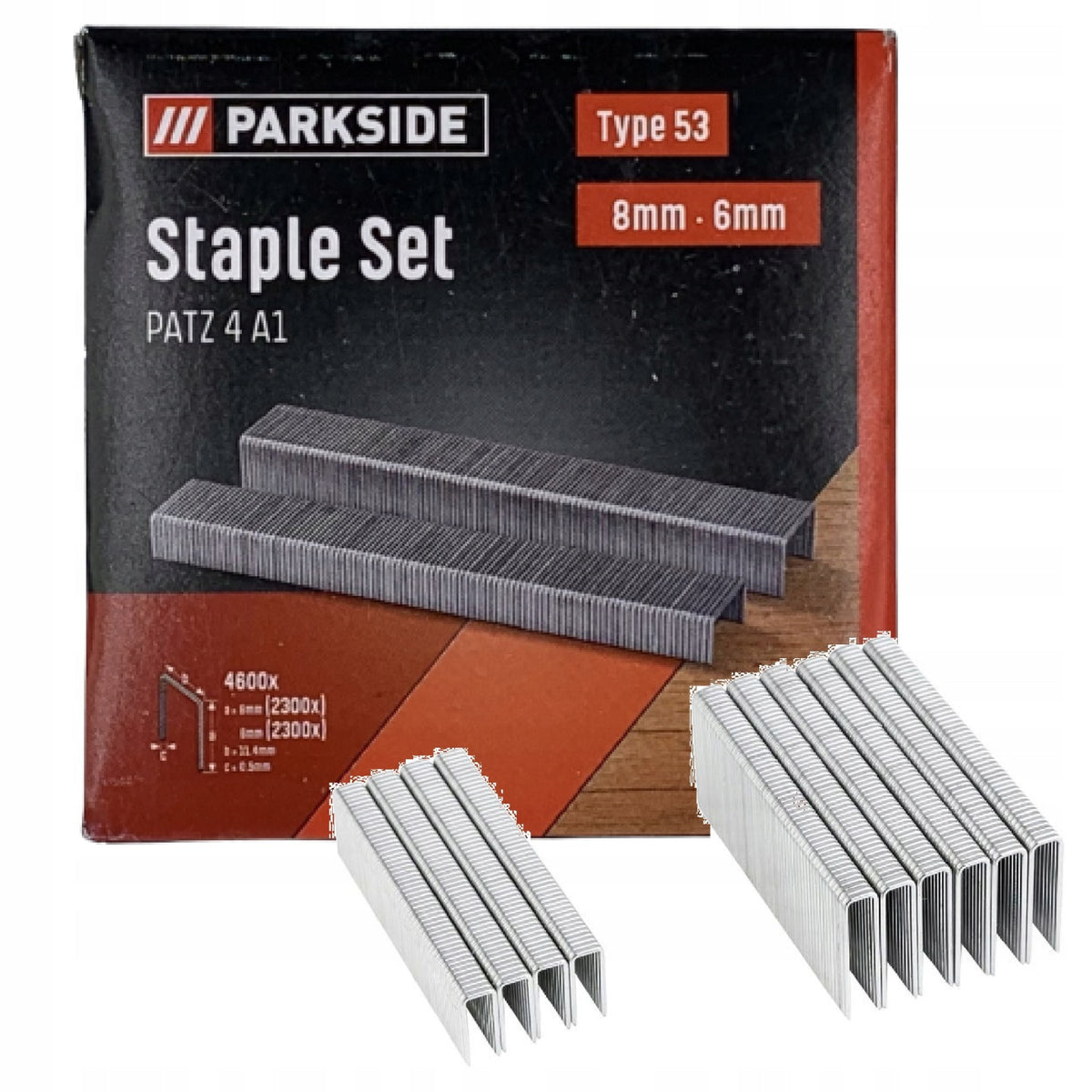 Zszywki Parkside typ 53 8/6 mm do PAT 12 i PAT 4 oryginalne zszywki klamry tapicerskie do takera i zszywacza, 3000 sztuk