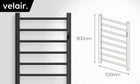 VELAIR NEO GRZEJNIK ŁAZIENKOWY ELEKTRYCZNY 200W drabinka CZARNY 80x50cm 500 mm 800 mm grzewcza