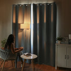 Zasłona 100% zaciemniająca na przelotkach 140x230 cm beżowa BLACKOUT kółka osłona okienna do sypialni i salonu