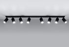 Lampa sufitowa Natynkowa Oprawa halogenowa 8x GU10 LED Szyna Tuba Spot oświetlenie punktowe czarna okrągła do salonu
