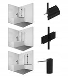 Parawan nawannowy składany 2-skrzydłowy czarny 80cm black transparentny ścianka do wanny, szklana osłona prysznicowa