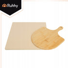 Kamień do Pizzy Ruhhy 38x36 cm z Łopatką Bambusową 2w1 Deska XXL Kordieryt wypiek chleba, pieczywa i ciast, akcesorium