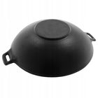 Patelnia żeliwna GŁĘBOKI WOK z dwoma rączkami 37cm INDUKCJA KUCHNIA TAJSKA naczynie do stir-fry, smażenia i dań