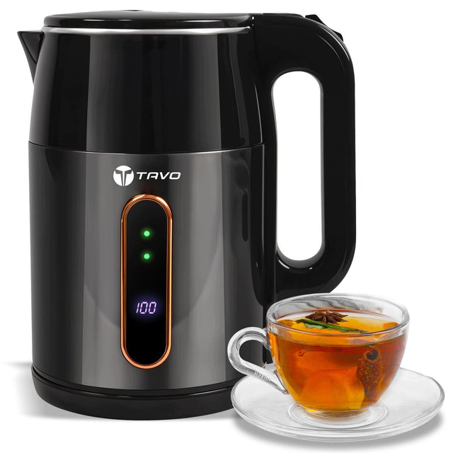 Czajnik Elektryczny 1.5l Ze Stali 2000W Ekran LED Podświetlenie Wskaźnik 1.5 l 2000 w czarny metal, tworzywo sztuczne