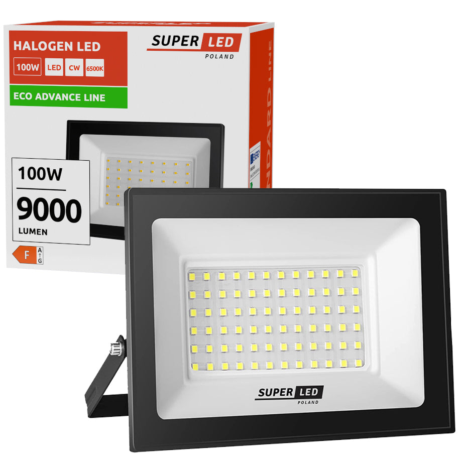 Halogen Naświetlacz Lampa LED 100W 9000 lm IP65 6000K Eco Line SuperLED reflektor zewnętrzny, oświetlenie ogrodu
