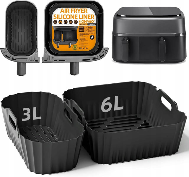 2x silikonowa foremka do frytkownicy beztłuszczowej wkład AIR fryer philips kieszeń do pieczenia 20 cm /Wzór tworzywo sztuczne z 23 sztuk
