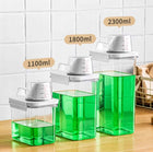 Pojemnik pudełko organizer z miarką na proszek płyn do prania płukania 1,1l 1100 ml bezbarwny, biały