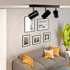 Oprawa Halogenowa 3X GU10 Lampa Sufitowa Natynkowa Ruchoma SPOT Kinkiet plafon prostokątny czarny 38 cm do pokoju