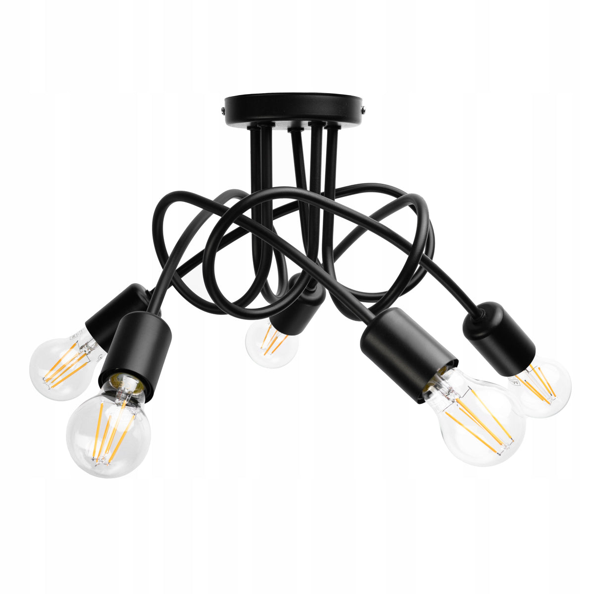 SUFITOWA LAMPA WISZĄCA PLAFON LOFT EDISON 5 x E27 żyrandol industrialny czarny metalowy do salonu jadalni, wysokość 35