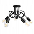 SUFITOWA LAMPA WISZĄCA PLAFON LOFT EDISON 5 x E27 żyrandol industrialny czarny metalowy do salonu jadalni, wysokość 35