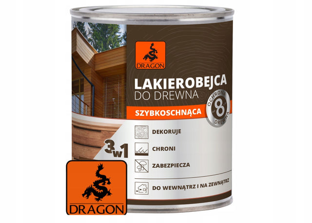 Dragon Lakierobejca drewna szybkoschnąca biała 0,7 wodna, satynowa powłoka ochronna, wydajność 15 m²/l