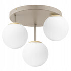 Lampa Wisząca Sufitowa Plafon Żyrandol Beżowa Ecru Kaszmir Loft Edison oprawa 3-punktowa metalowa, gwint E27, złoty